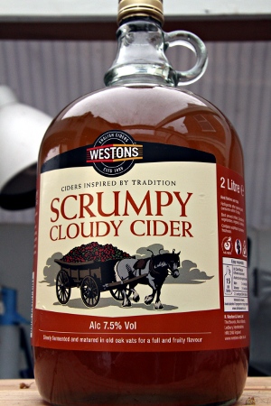 Westons Scrumpy Cloudy Cider In a Fuck Off Bug Cider Flagon