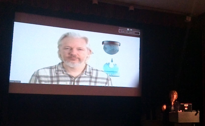Julian Assange talking at #LoganCIJ14