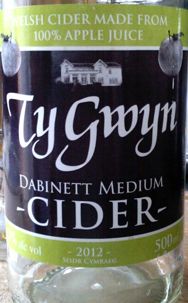 Picture of a bottle of Ty Gwyn Medium Welsh cider